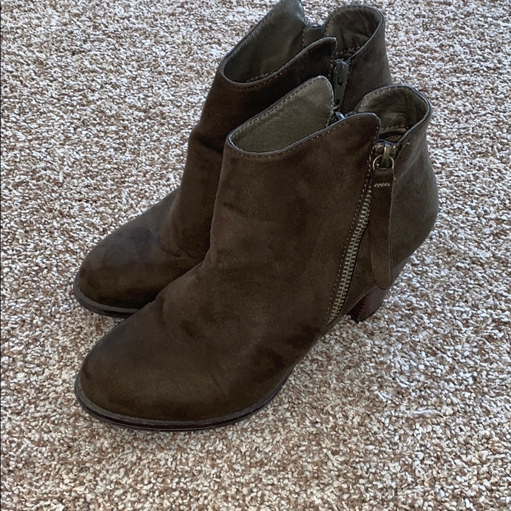 Dark green zip up booties